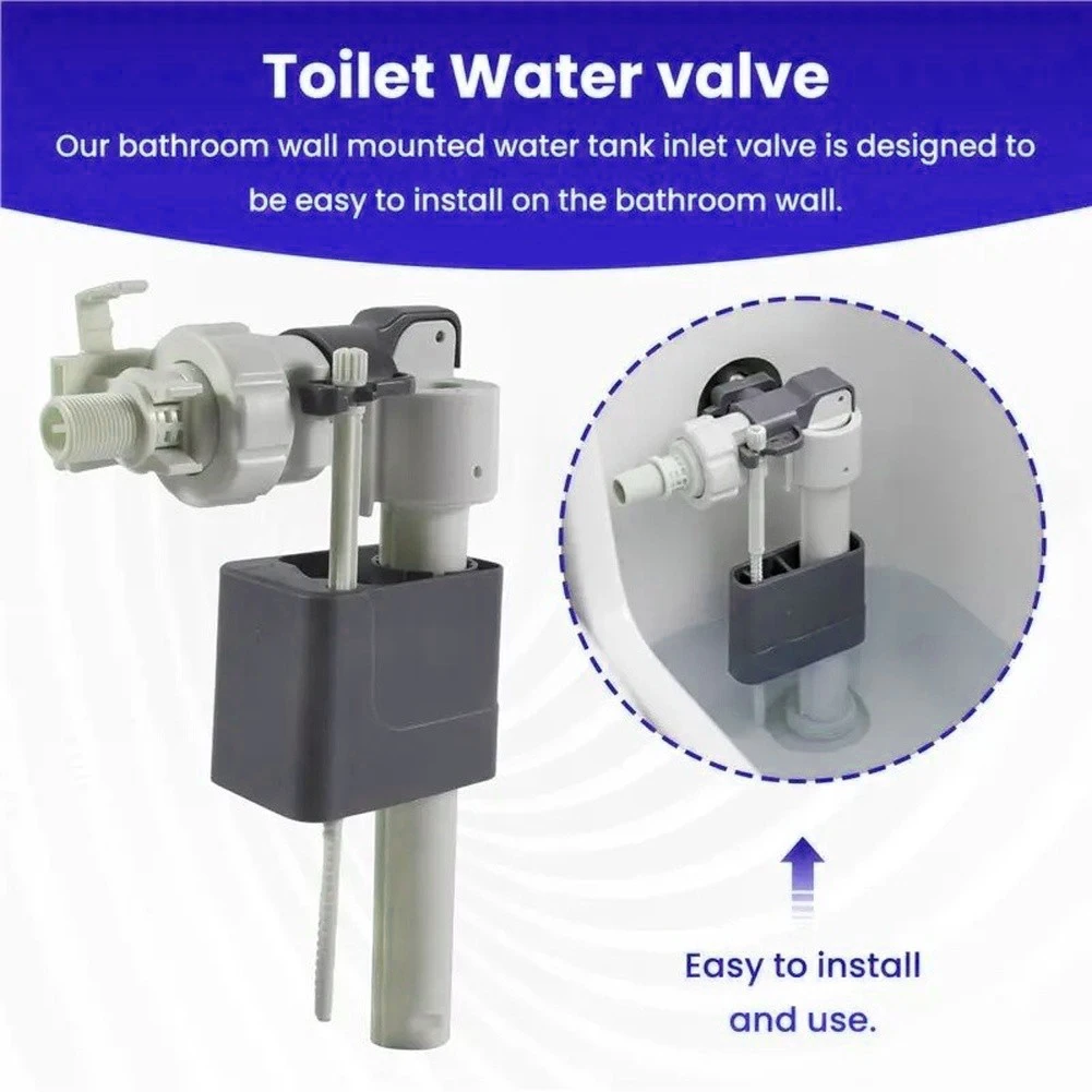 Grey Plastic In-Wall Water Tank Inlet Valve G3/8 For Wall Hanging Toilet Bathroom Space Saving Solution Easy Maintenance