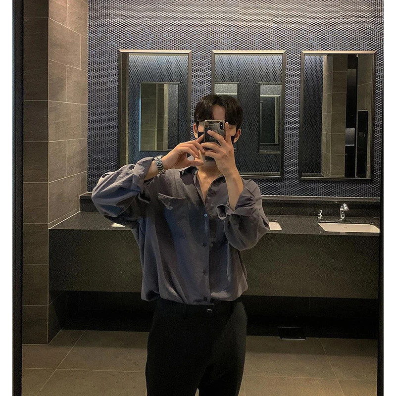 

Naples Sle Long Sve Men's irt High Cold Inner Wear Trendy Briti Faion Cold Sensation High End Feeling Youth