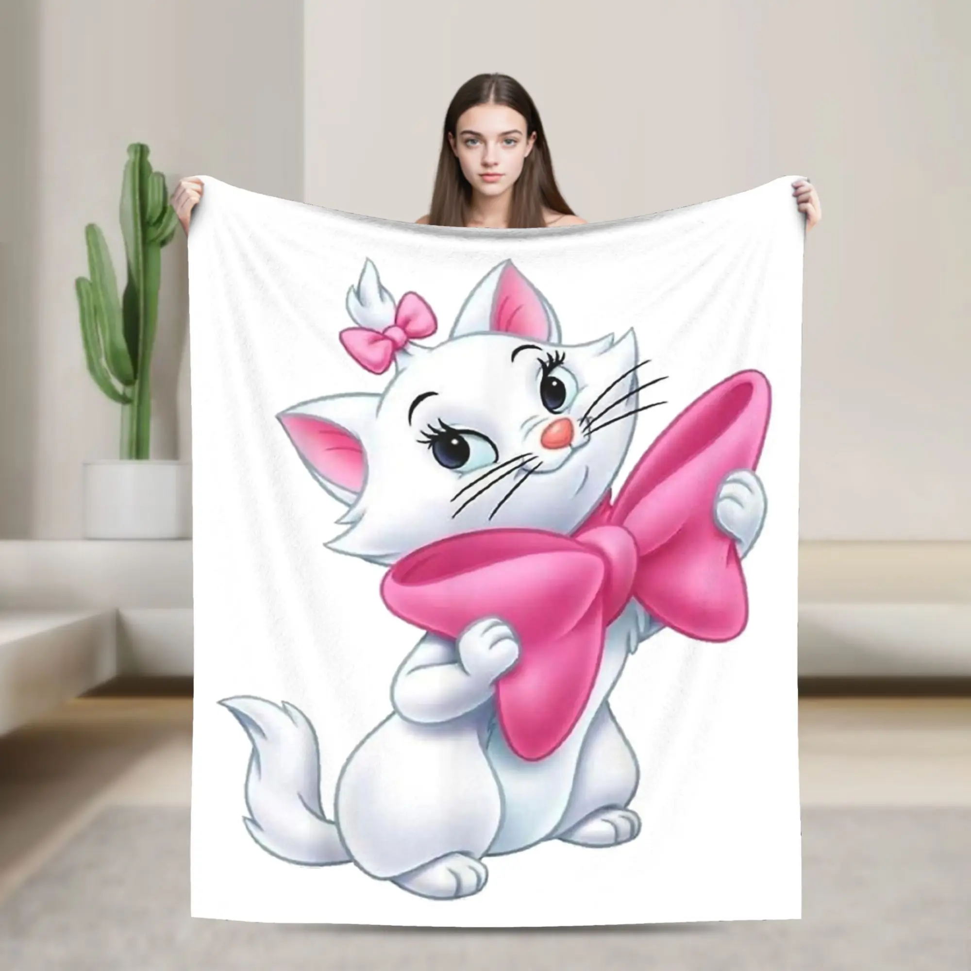 Marie Cat   Cartoon Cat Wool Blanket Customized Throw Blanket for Bed Sofa Couch 150*125cm Quilt,