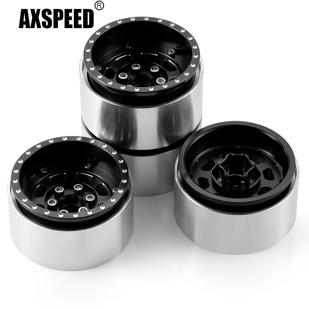 AXSPEED 4pcs 1.9inch Beadlock Wheel Rim Tire Set for 1/10 RC Crawler Car TRX4 D90 Axial SCX10 Parts