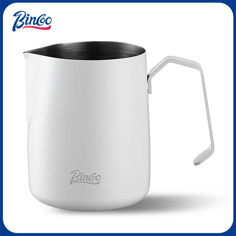 

BincooLatte Art Pitcher 400ML/600ML with Sharp Spout and Internal Measurement Marks Stainless Steel Milk Frothing Jug for Home