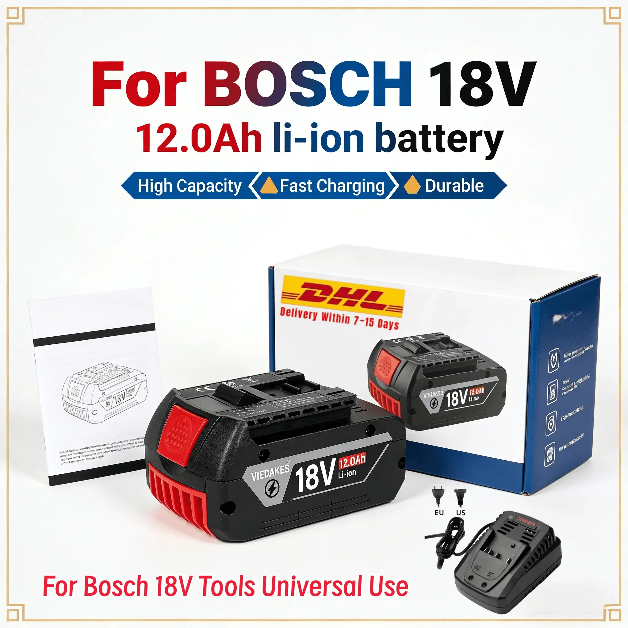

For BOSCH Professional 18V 18650 12.0Ah Battery ProCORE 18V Li-ion Battery Replacement for BAT609 BAT618 with BMS