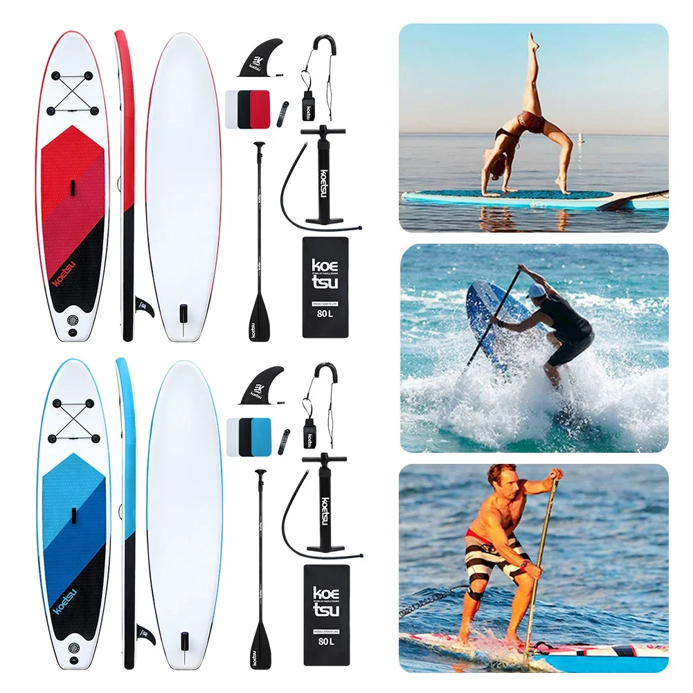 KOETSU Sup Board Inflatable Surfboard 320*78*15cm Paddle Balance Board with Aluminum Paddle,Foot Rope,Fin,Backpack,Repari kit