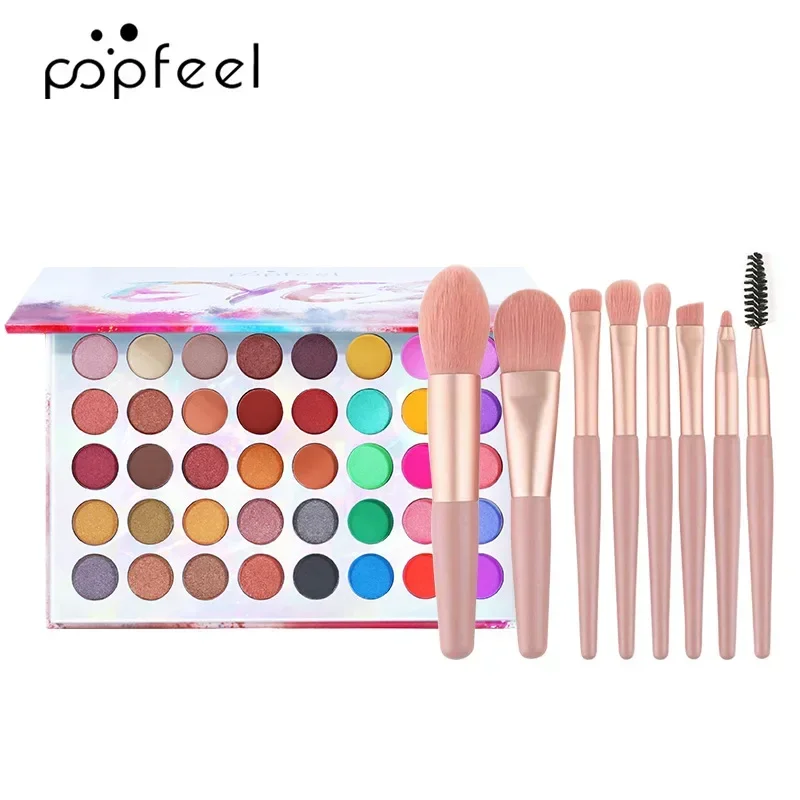 Best-Selling Popfeel Makeup 40 Color Glitter Eye Shadow Palette Make Up Minerals Eyeshadow Pallete+8Pcs/Sets Brush Gifts Women