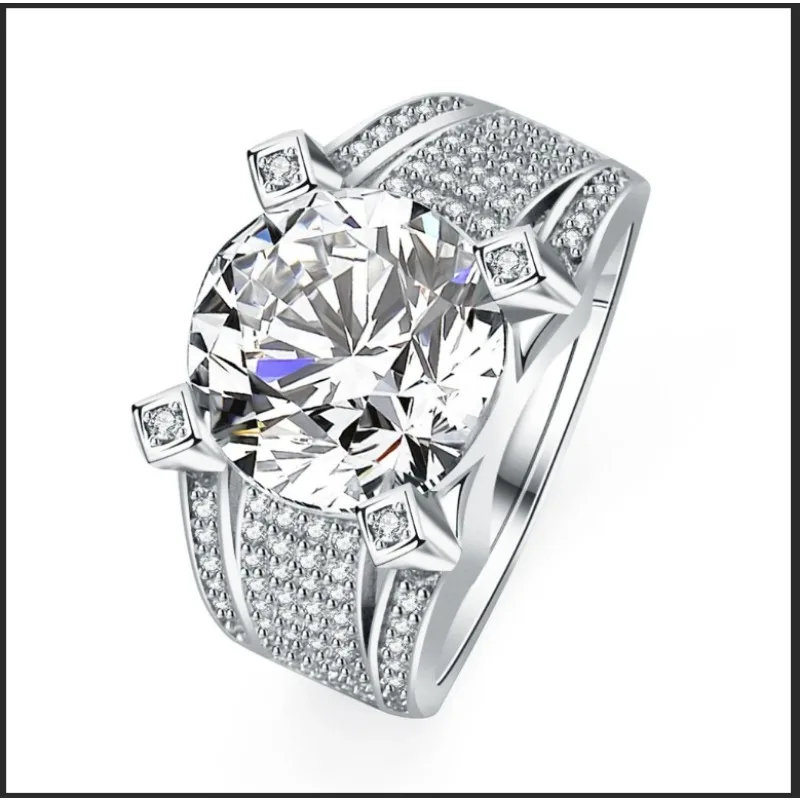 Solid 925 Sterling Silver Ring Fully Set with Moissanite Festive Gift Ideal for Any Occasion