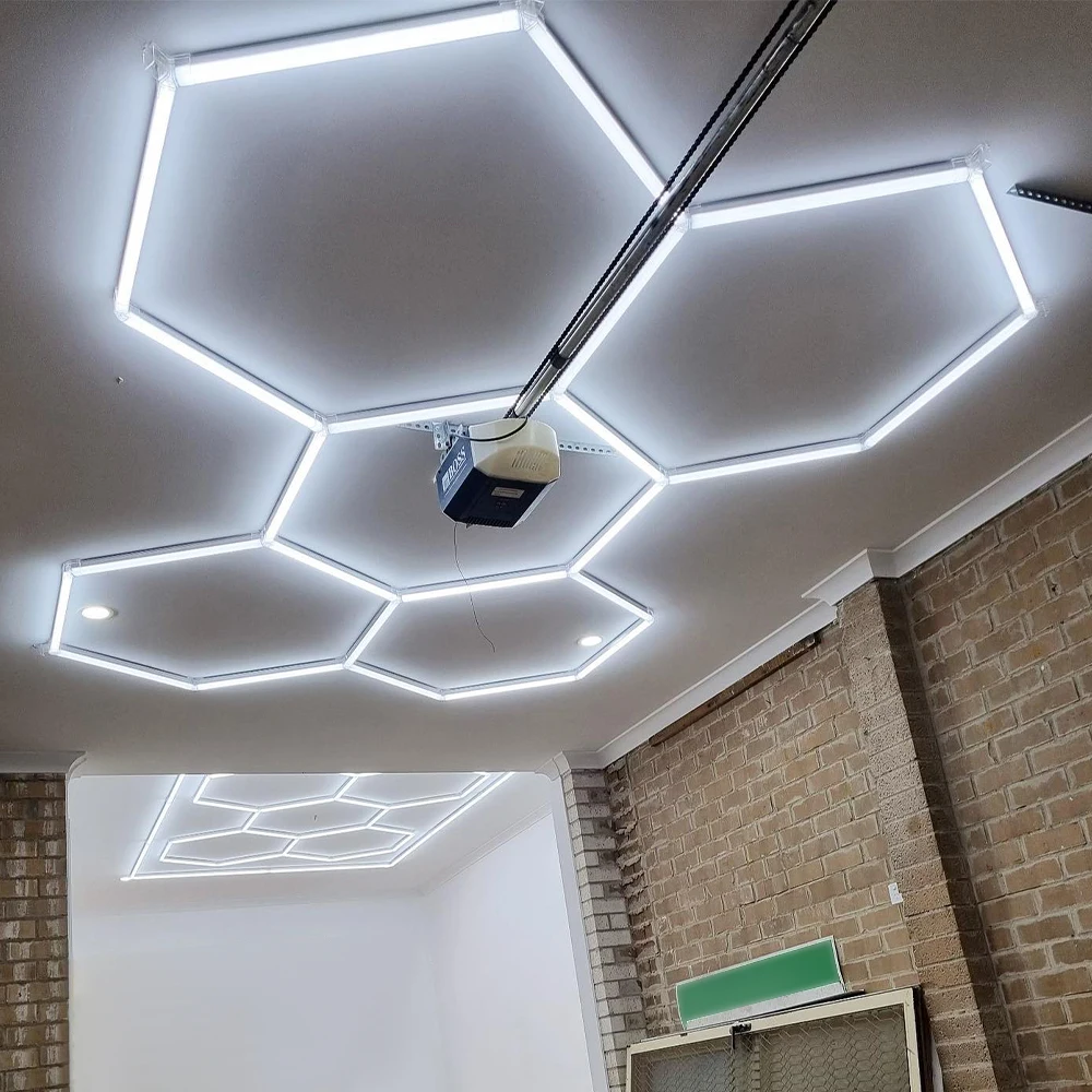 Industrial Hexagon LED Work Light - Waterproof Multifunctional Shop Lighting with Adjustable Mounting