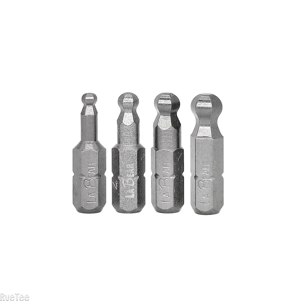 3Pcs Magnetic 1/4 Inch Ball Screwdriver Bits - Auto Repair Tools 25mm Length 3/4/5/6mm Screwdriver Head