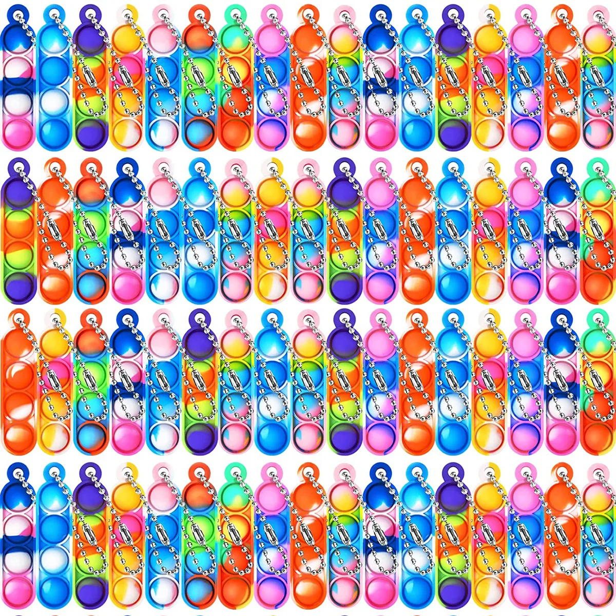 Mini Pop It Fidget Toy Llavero de Silicona con Burbujas Sensoriales, Juguete Antiestrés para Niños y Adultos, Recuerdos de Fiesta