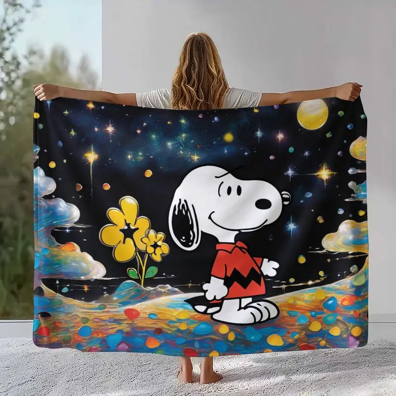 Kawaii S-Snoopys Dog Cartoon Soft Flannel Throw Blanket,Cozy Warm Blanket for Bed,Sofa,Living Room,Picnic,Home Decor,Gift
