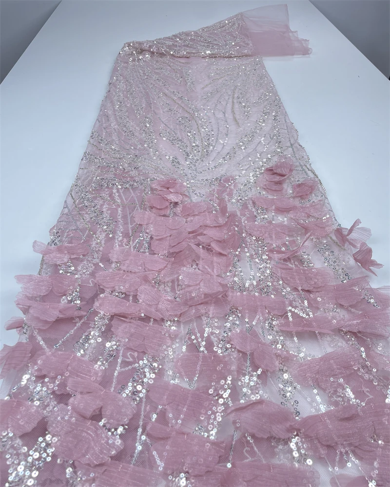 

Exquisite 3D Flower Fabric for Wedding Party - Advanced Embroidery Luxury Top Quality Fantastic Hot Series Dress Material