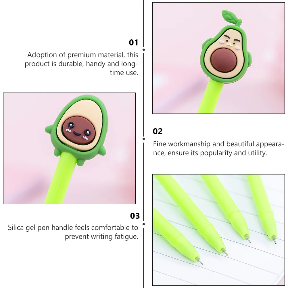 20 pz firma penna a inchiostro ricaricabile Avocado Gel studente punto a sfera penne a inchiostro ricaricabili ragazze a sfera stazionario cartone animato metallo