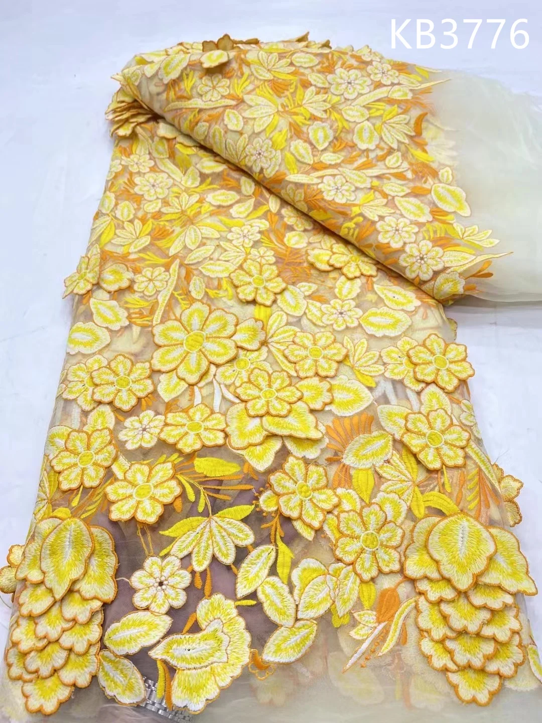 5 ياردة الأزرق ثلاثية الأبعاد زهرة تول أقمشة الدانتيل الأفريقي النسيج الدانتيل جودة عالية 2025 الأبيض الزفاف أقمشة الدانتيل لفستان حفل الزفاف