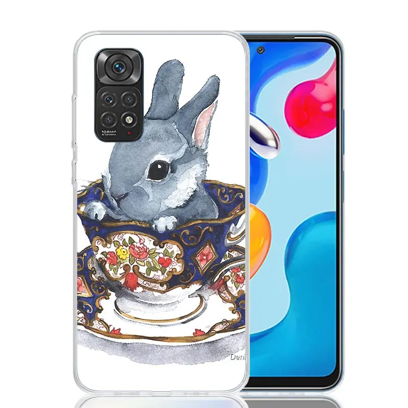 Casing ponsel bayi kelinci lucu, untuk Xiaomi Redmi Note 14 13 12S 12 11S 11T 11E Pro Plus 10S 10 Seni disesuaikan Coque Capa Note