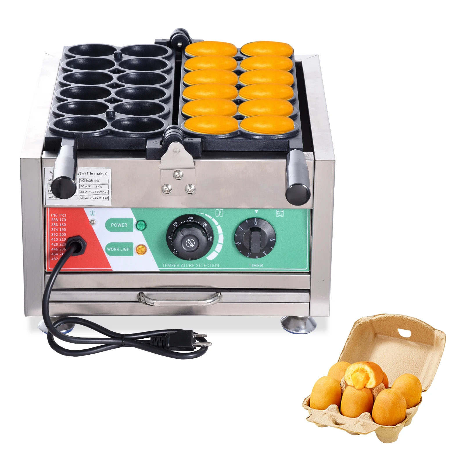 Máquina comercial para hacer gofres de huevos, máquina para morder con bolas de gofres de hierro de 3000W, pinchos de burbujas para panaderías, restaurantes, quioscos