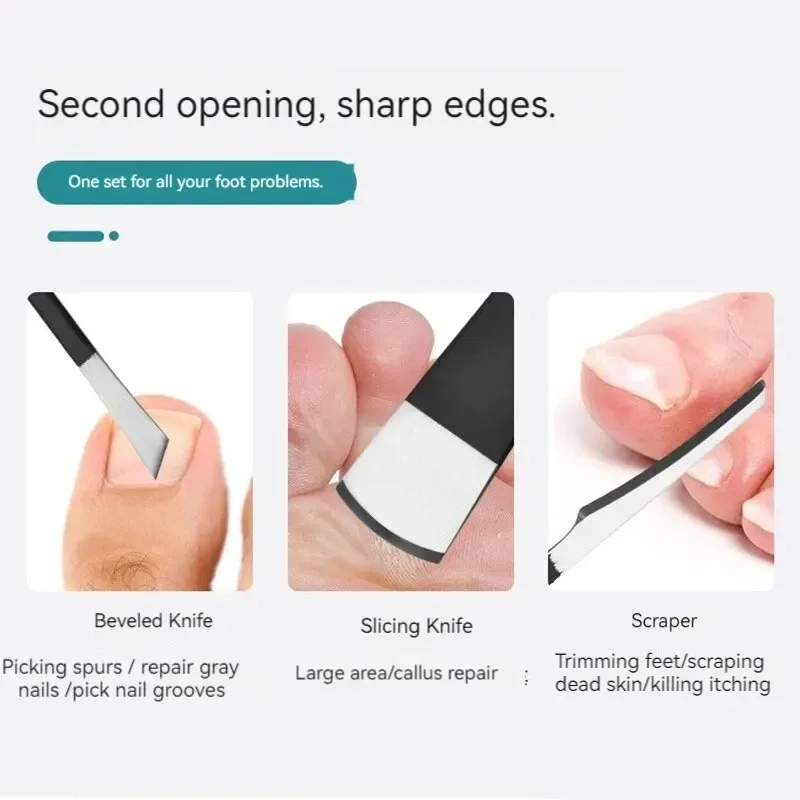 مجموعة سكاكين باديكير من أدوات تشذيب مسمار الكالس لإزالة مكشطة الجلد الميت إصلاح المنزل أظافر القدم الأخدود التحف