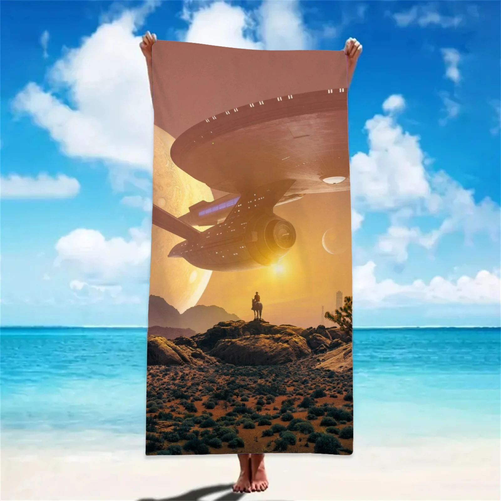Halloween Beach Towel Gothic Vampire Print, Microfiber Towel for Summer Seaside Vacation, Bath Towel Swimming Bath Yoga Seaside