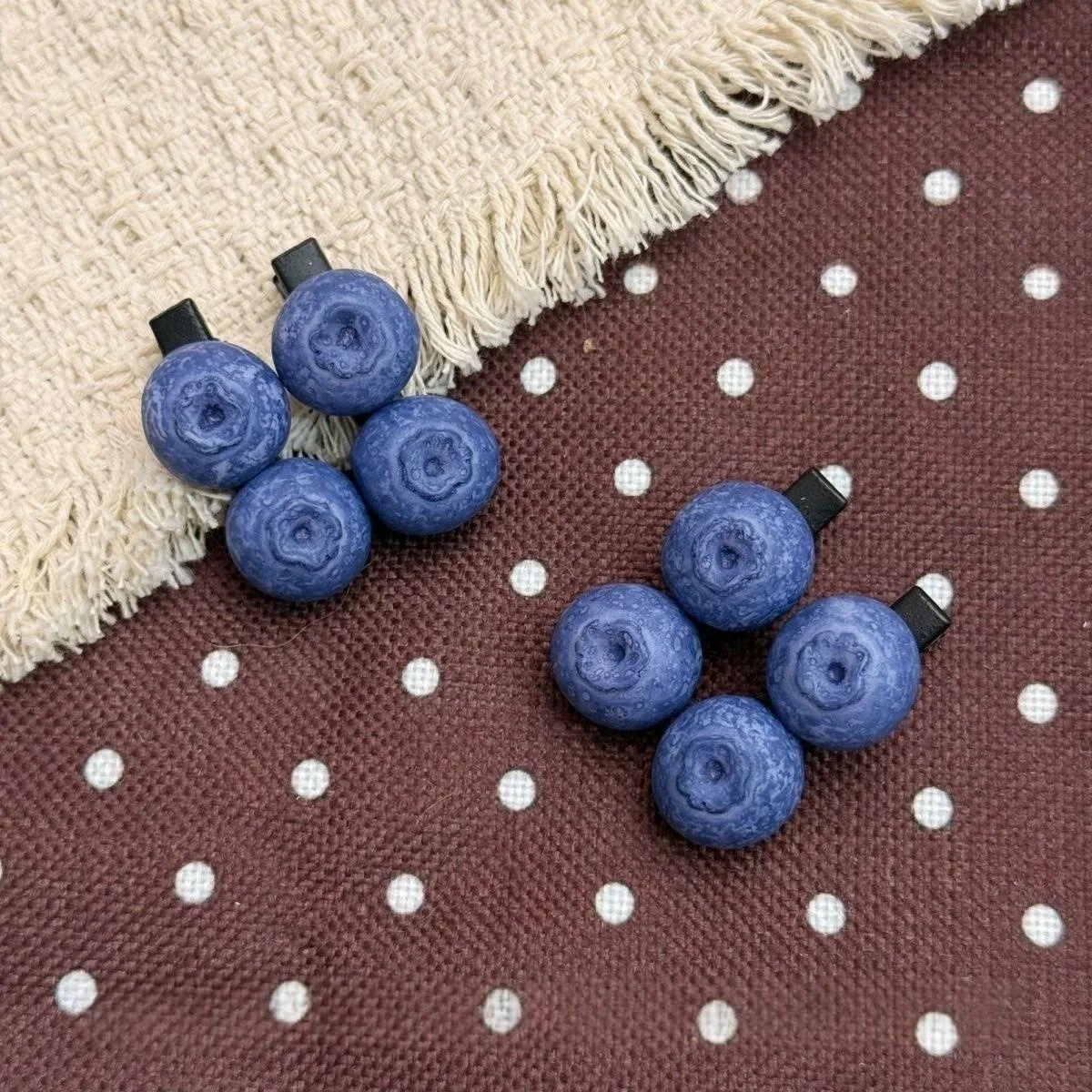 2PCS Korean Cute 3D Blueberry Hair Clips Mini Fruit Barrettes Sweet Girls Bangs Side Hair Pins Daily Fashion Hair Accessories