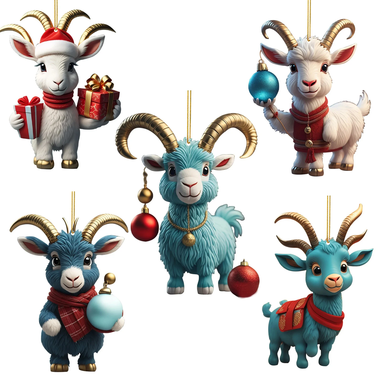 Christmas Sheep Ornament Xmas Tree Hanging Pendants Xmas Goat Merry Christmas Decoration For Home 2024 New Year Noel Party Gift