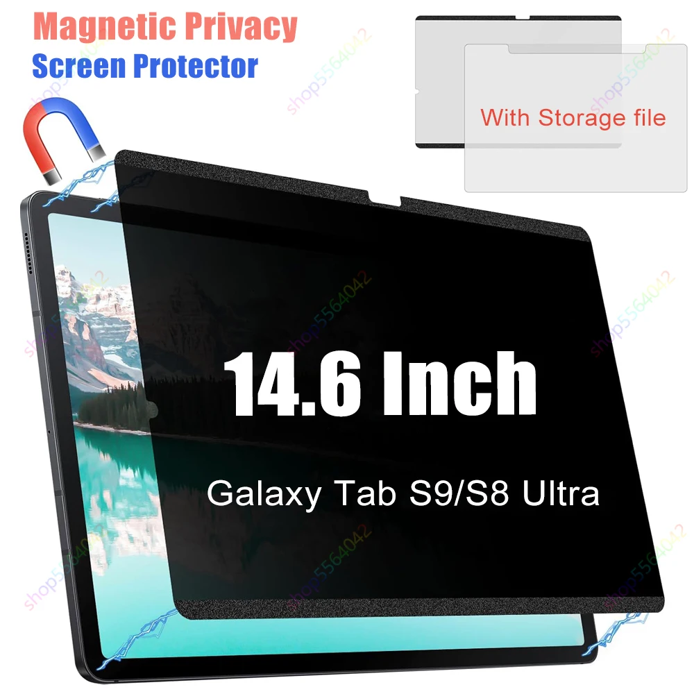 

Magnetic Privacy Screen Protector for Samsung Galaxy Tab S10/S9/S8 Ultra 14.6'' Anti Glare Filter Anti Blue Light Film Reusable