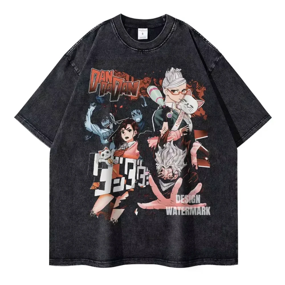 

Anime Dan Da Dan T Shirt Vintage Washed Dandadan Men Women T-shirts Streetwear Retro Manga Ayase Momo Takakura Ken Graphic Tops