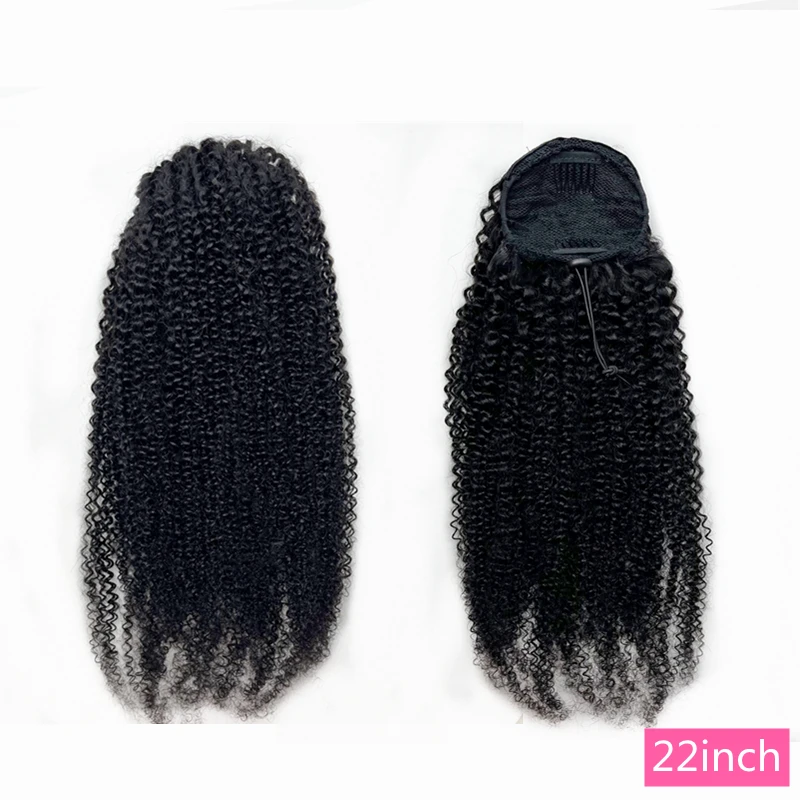 100% Real Human Hair Ponytail for Women Drawstring Afro Kinky Curly Ponytails Human Hair Clips In Mongolia Hairpieces Extension