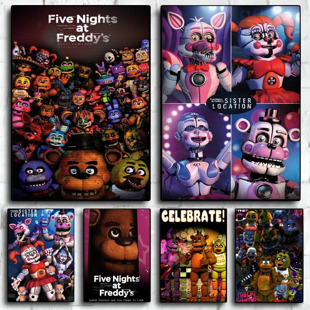 1PC Five Nights At Freddy's Poster Self-adhesive Art Waterproof Paper Sticker Coffee House Bar Room Wall Decor