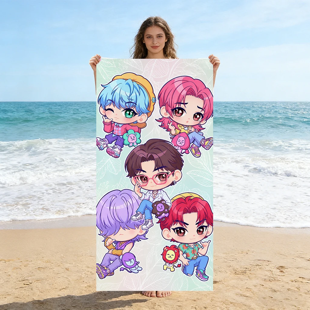 1pc K-pop Cartoon Beach Towel Quick-drying Small To Large Beach Towel Suitable for Beach Yoga Gym Pool Summer Gift for Friends