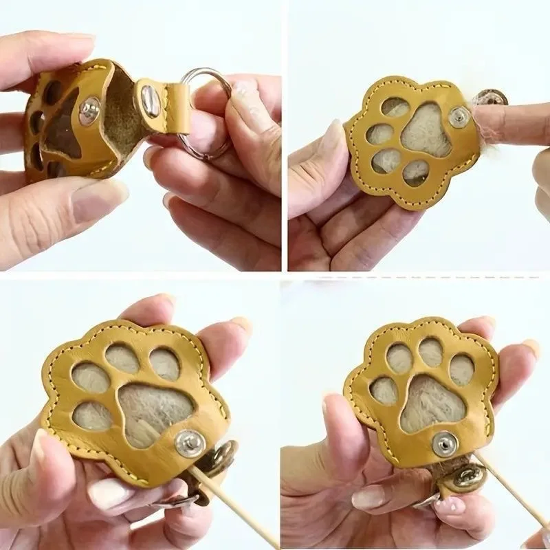 Dog Hair Collector Keychain Leather Pet Memorial Keepsake Fur Storage Pendant Charm Gift Keyring Anti Loss Pendant Accessories
