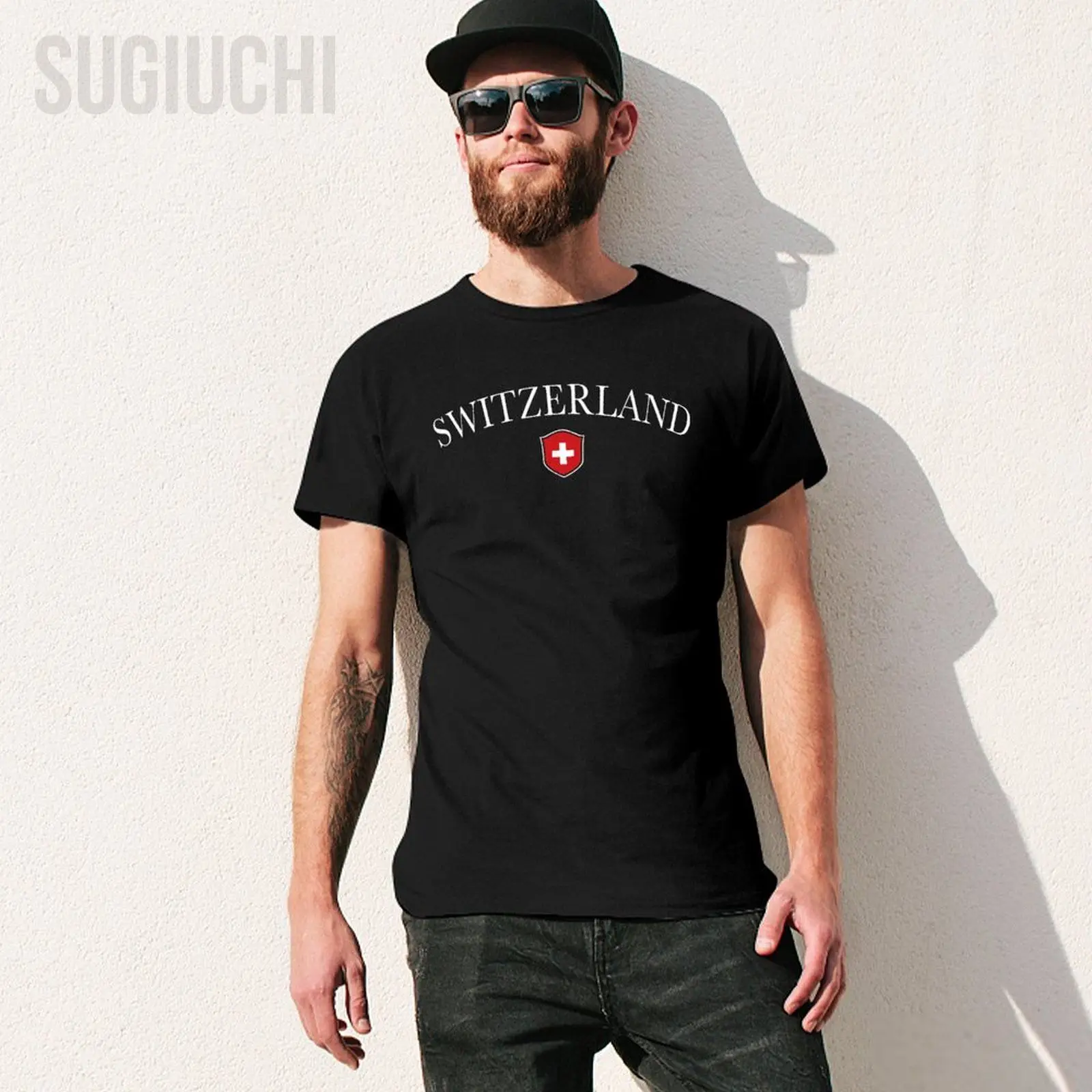 Men Switzerland Swiss Emblem Tshirt Tees O-neck T Shirts Women Boys 100% Cotton T-Shirt