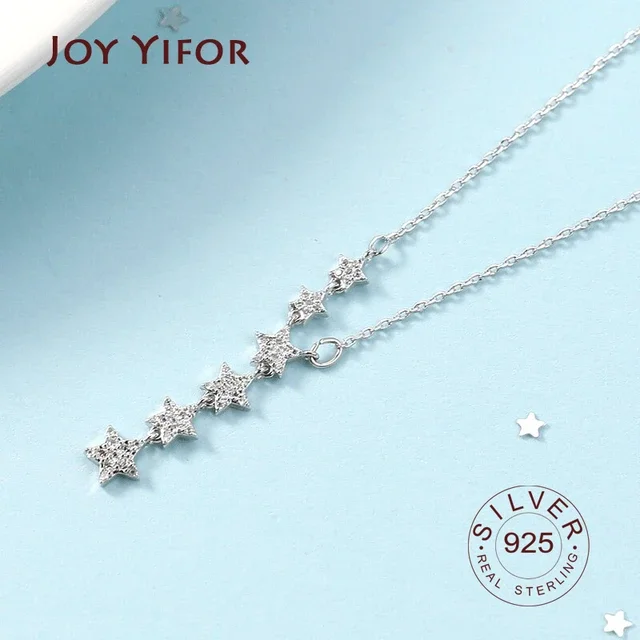 Women's Elegant Silver Star Tassel Chain Necklace