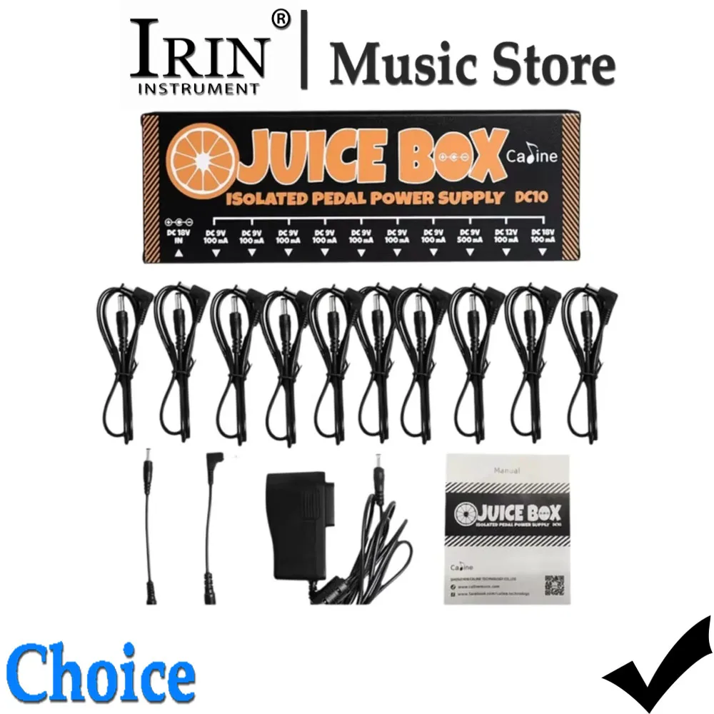 Caline DC10 Juice Box Fully Isolated Guitar Pedal Power Supply with 12 Cables 10 Outputs For 9V 12V 18V Adapter Guitar Pedal