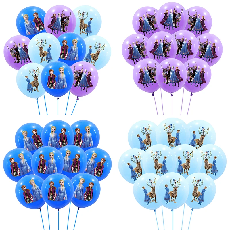 10 pezzi Frozen Princess Blue Purple Latex Balloon Girl Frozen Decoration Supplies 12 pollici Princess Theme Print Baby Shower Globos