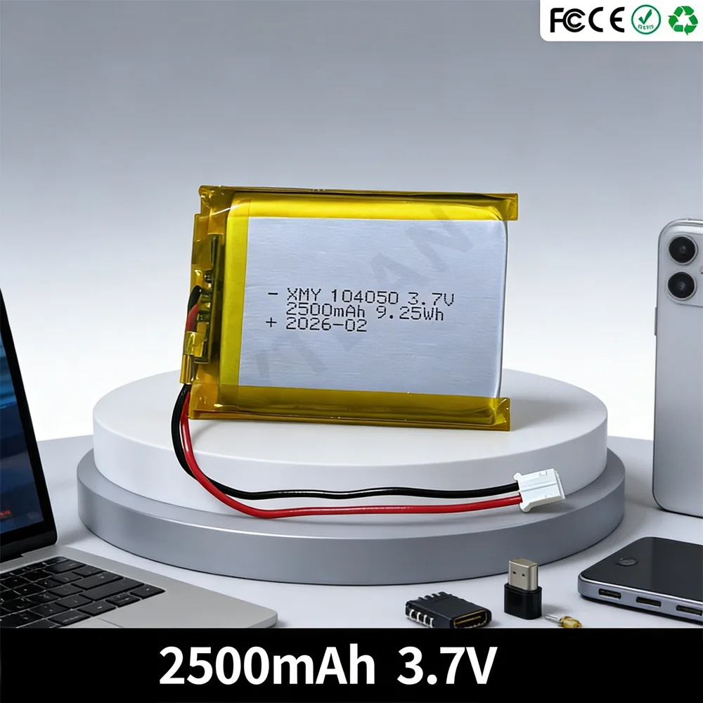 3.7V 2500mAh 104050 Polymer Lithium Battery Rechargeable for Camera GPS MP5 Bluetooth Headset PS4 Controller PH2.0 Plug