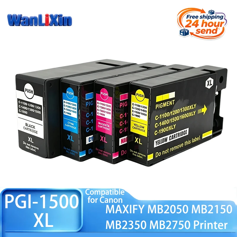 1/2/3/4 Sets PGI-1500XL PGI-1500 PGI 1500XL Ink Cartridge Compatible for Canon MAXIFY MB2050 MB2150 MB2350 MB2750 Printers