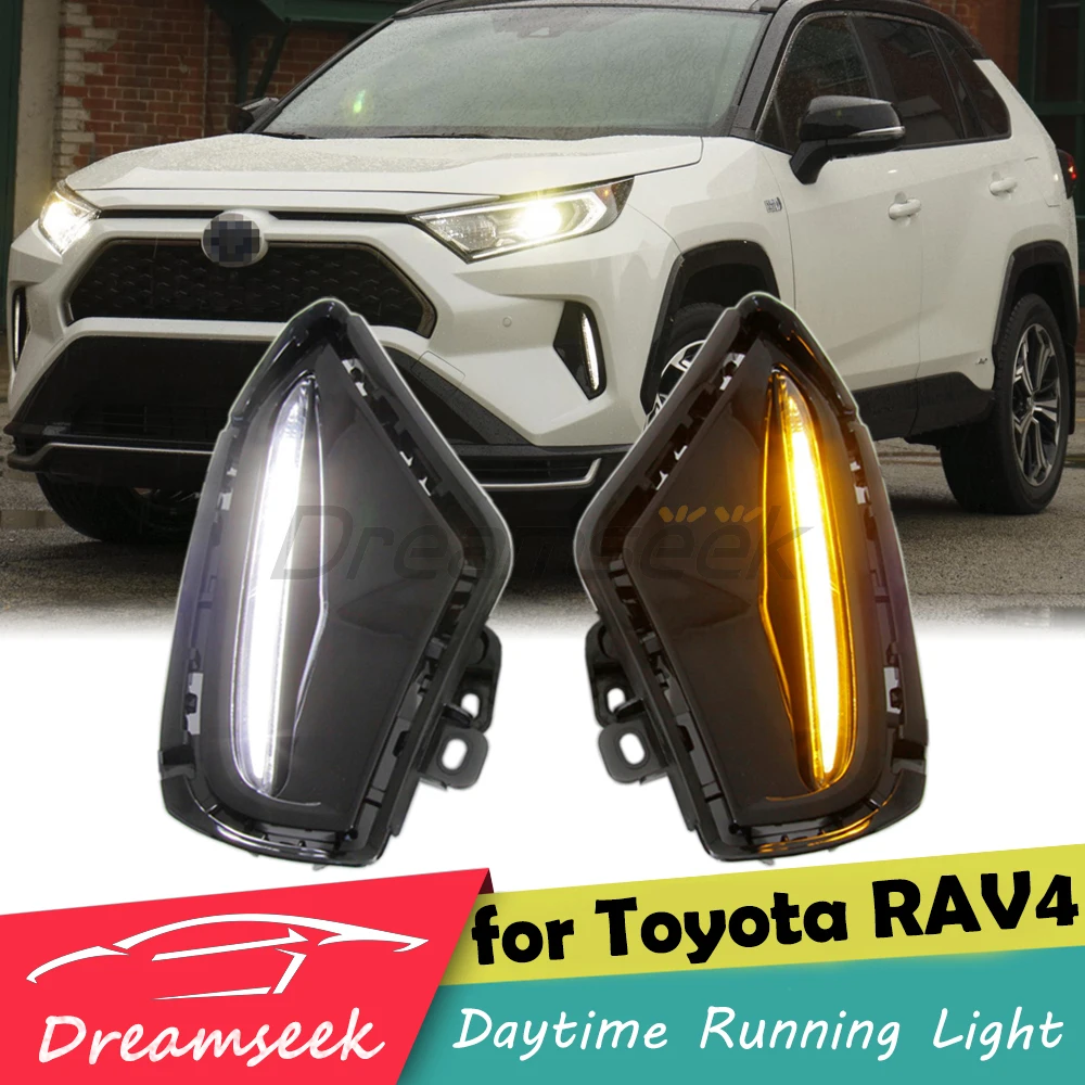 

Чехол для противотуманной фары, глянцевый черный чехол для Toyota RAV4 XA50 2019 2020 2021 2022 2023 с желтым указателем поворота