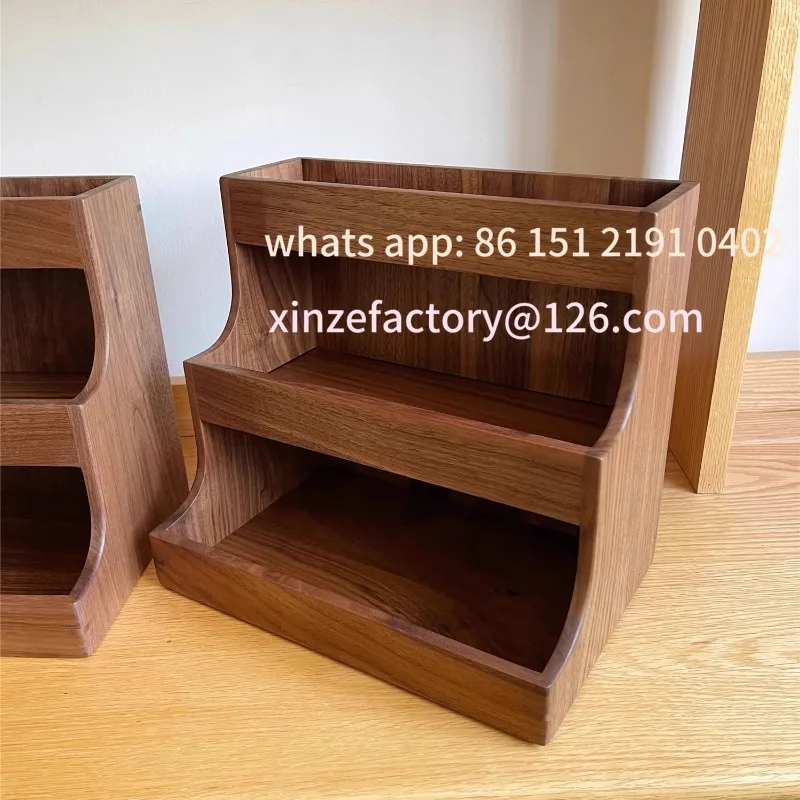 

Customizable Wood 3-Tier Storage Shelf Coffee Tea Desktop Organizer Living Room Display Rack Kitchen Countertop Cup