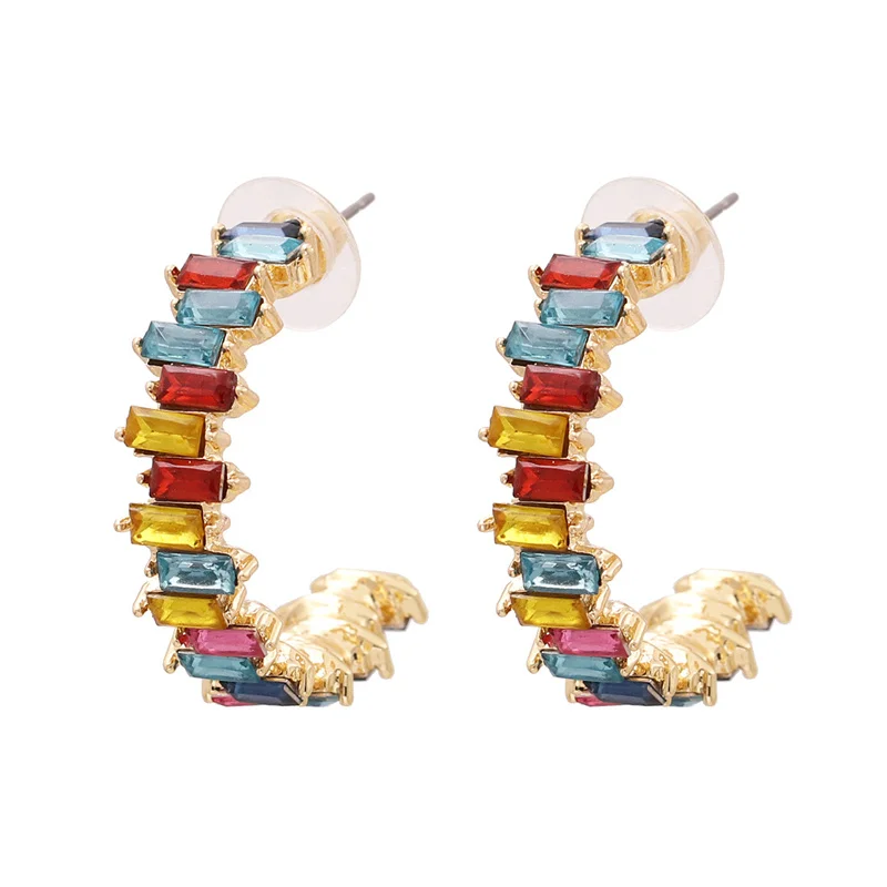 Luxury Colorful Zircon Round Earrings For Women Metal 2023 New Fashion Oversized Copper Alloy Hoop Earrings Jewelry Party Gifts image 6