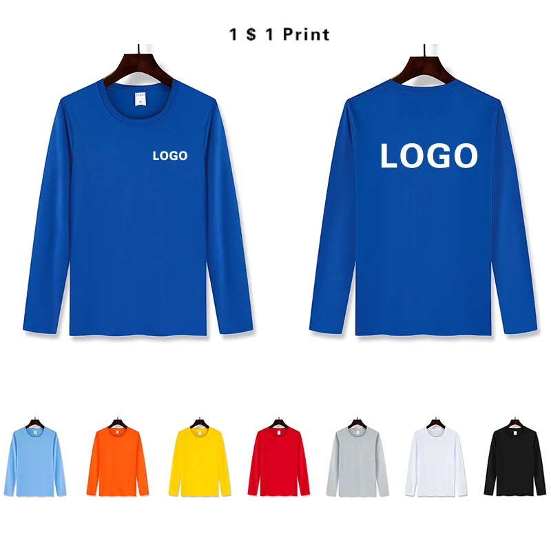 Summer Quick Drying Long Sleeved T-shirt Printed Logo Customized Photo Name Running Sports Workwear Advertising Shirt Jersey