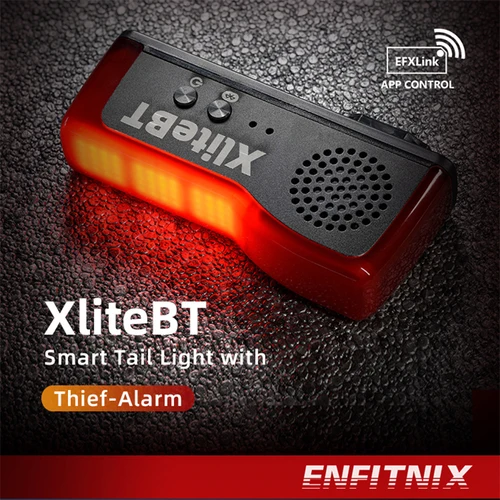 Enfitnix XliteBT luz trasera inteligente con alarma de ladrón luz trasera de bicicleta carga USB LED luz de advertencia nocturna Bluetooth alarma antirrobo