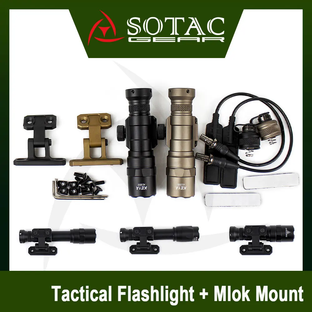 SOTAC M300B/M600B/M600C Tactical Flashlight Picatinny Mount With Weaponlight Mlok Mount For 20mm Rail