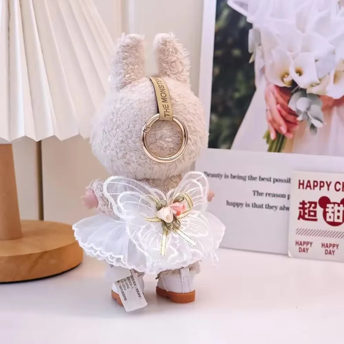 Labubu ملابس دمى فراشة قطعتين مجموعة الزي اكسسوارات فستان الزفاف تنورة دعوى مجموعة إكسسوارات دمي فتاة هدية