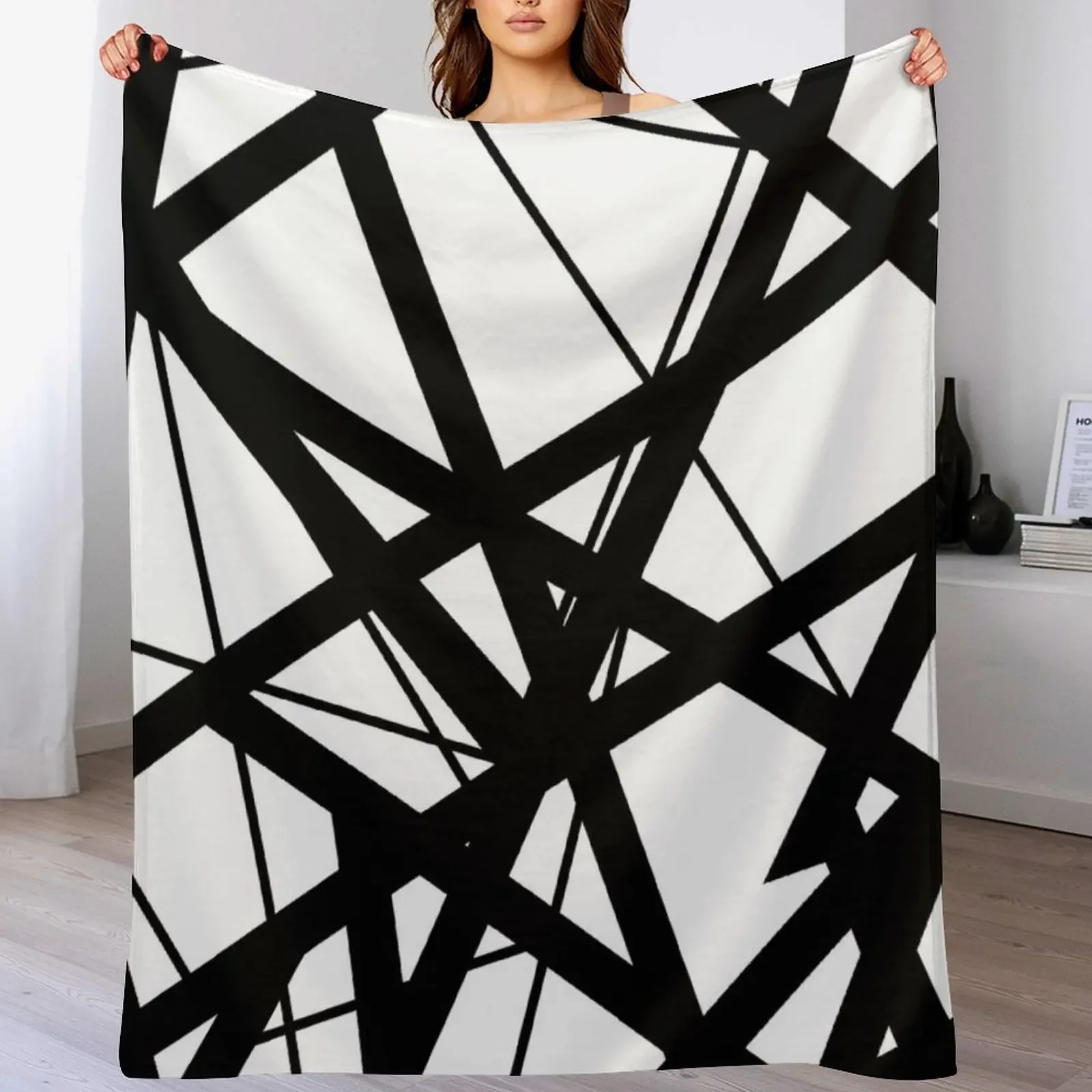 

EVH: authentic Black & White Stripes design (pure white) Throw Blanket Modern Design Soft Blanket for Home Decor