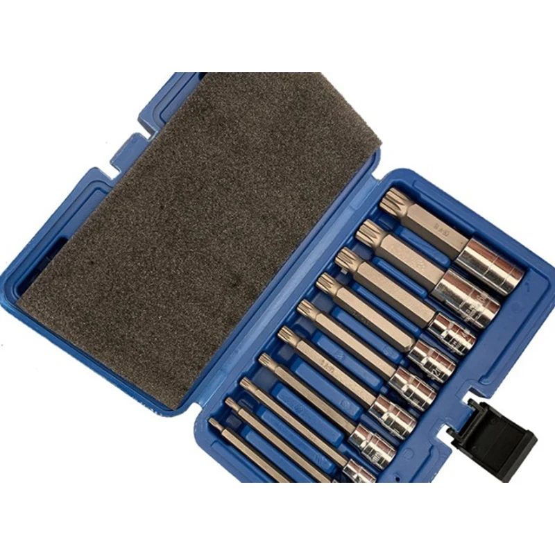 10PCS Triple Square Spline Bit Socket Set 1/4 Inch 3/8 Inch 1/2 Tamper Proof Long Reach Machine Repair Auto Tool