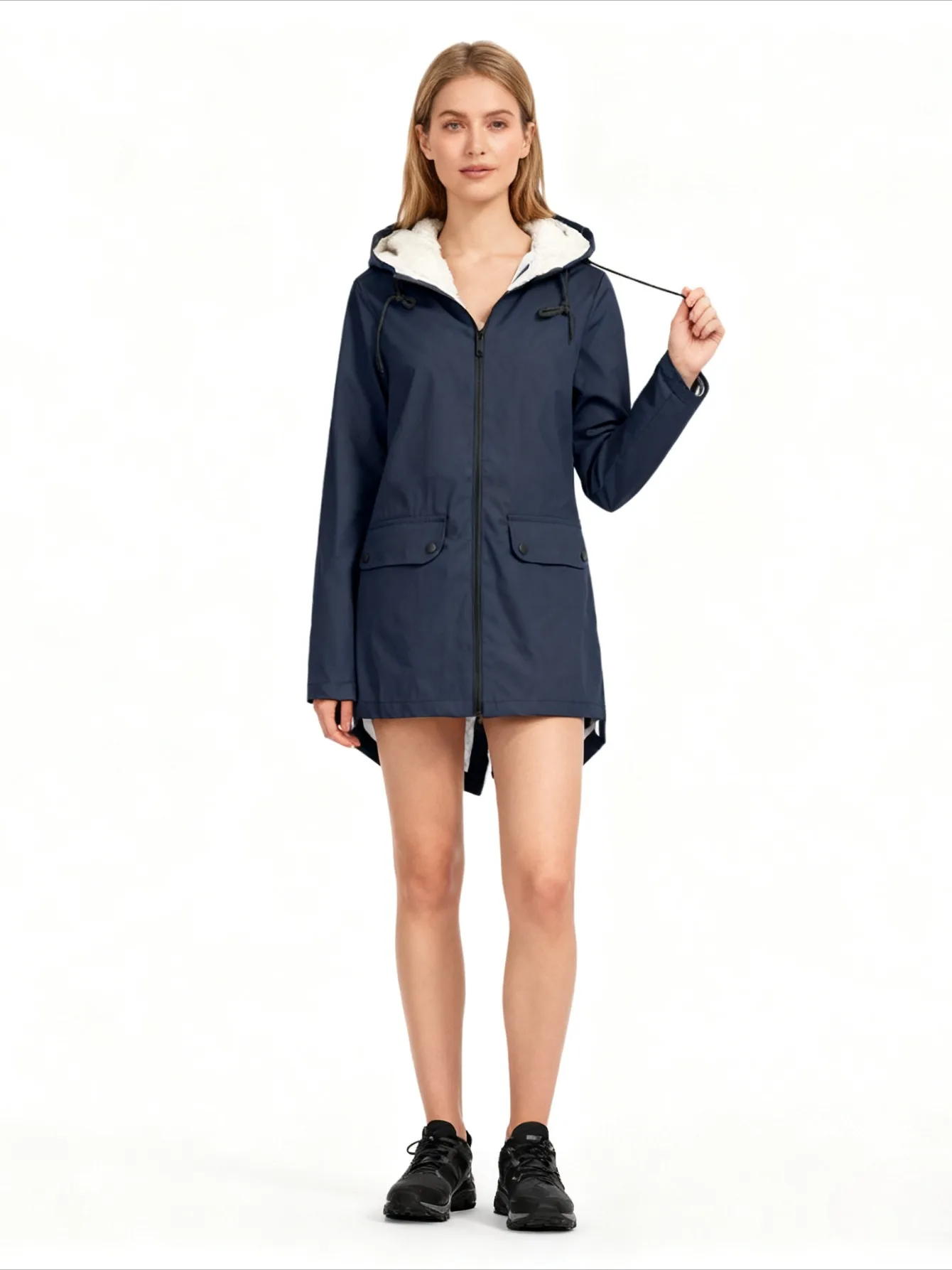 

New 2025 Windbreaker EU US Design Autumn Winter Outdoor Fleece Lined Hooded Water Resistant Windproof Outdoor Coat