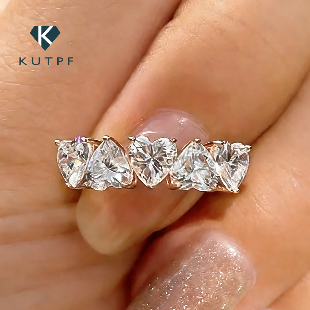 

Обручальные кольца с бриллиантами в форме сердца, 2,5 карата, для женщин, 5 камней, с возможностью носить несколько колец вместе, из серебра 925 пробы, кольцо для помолвки