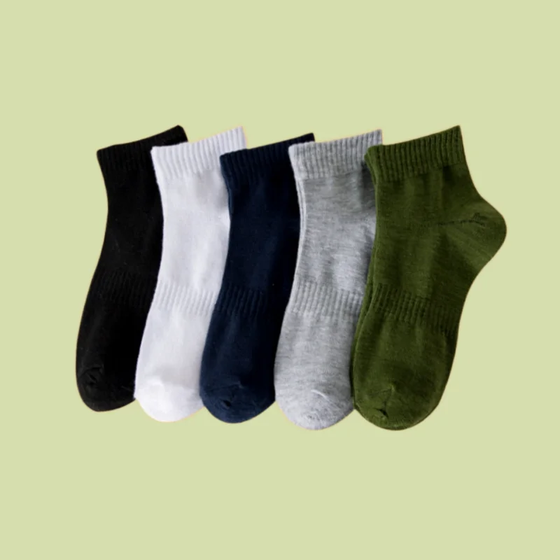 

5/10 Pairs 2024 New Mid-tube Socks Sports Socks Cotton Four Seasons Low-tube Solid Color Casual Boat Socks Couple Socks