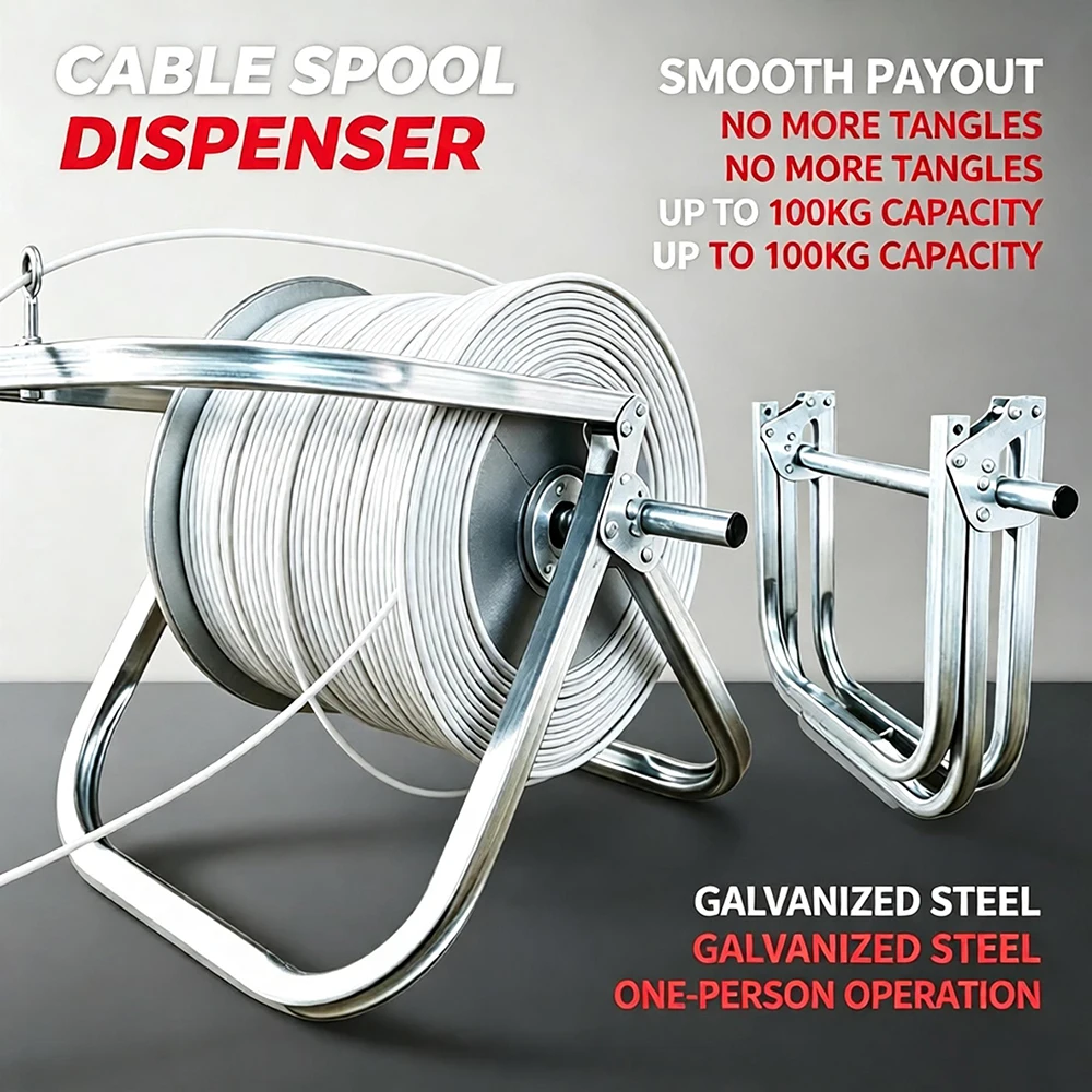 Galvanized Steel Portable Foldable Pay-Off Rack Artifact For FTTH Drop Cable Network Cable Cat6/Cat7 Convenient