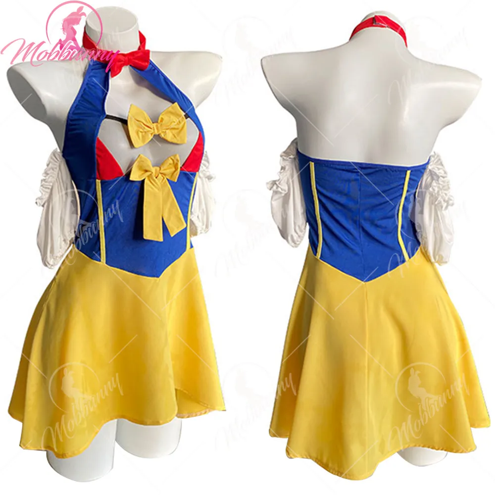 

Women Sexy Lingerie Dress Halter Hollow Backless Puff Sleeves Dress and Panty Cosplay Costumes