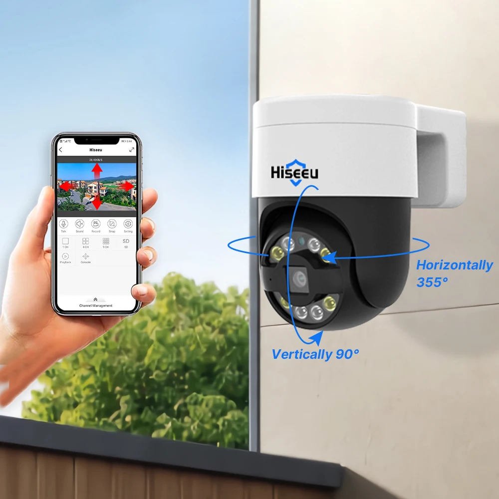 Hiseeu 4K 8MP 4MP POE CCTV Security PTZ Surveillance Cameras System NVR Video Kit Set Outdoor IP Camera Motion Detection