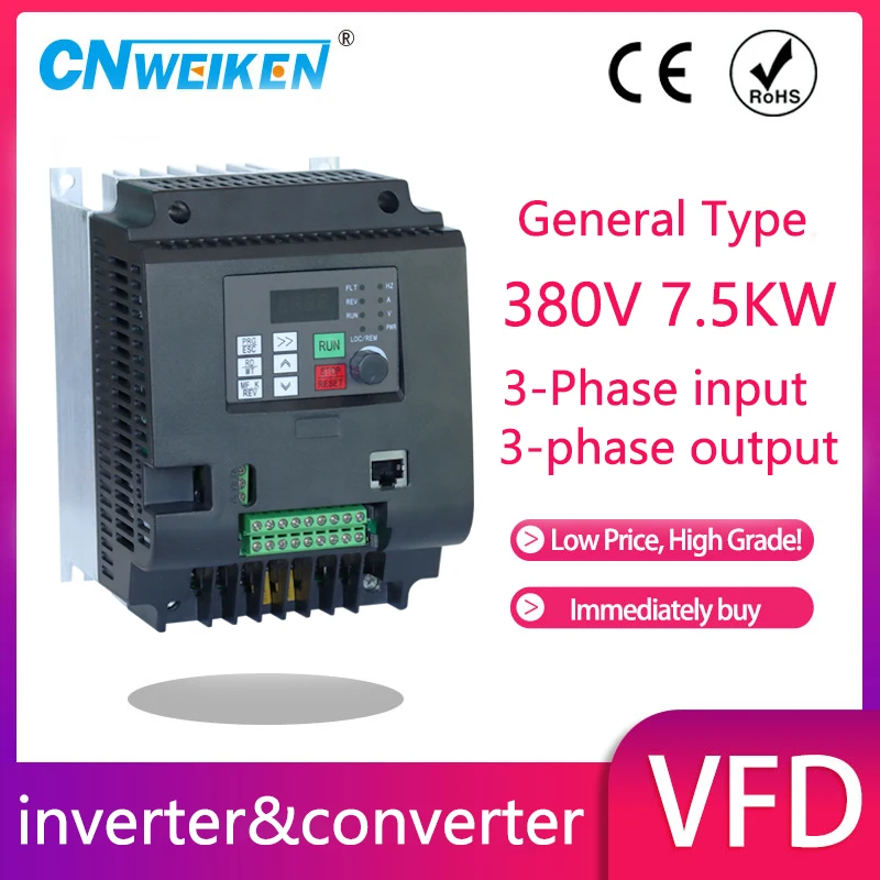 5.5KW 380V Three Phase Input to Triphase 380V Output 13A Frequency Converter VFD Frequency Inverter Motor Speed Drive Controller